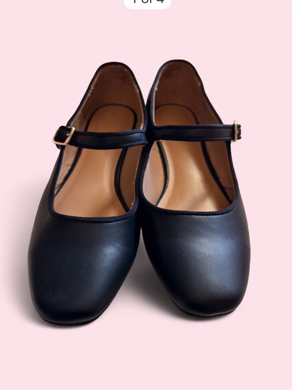 Women's Black Mary Jane Flats with Buckle Strap